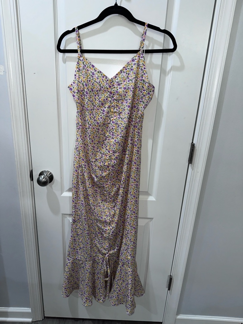 CUPSHE NWT Floral Ruched Midi Dress | Size XL | Cottagecore Garden Party - Picture 4 of 12